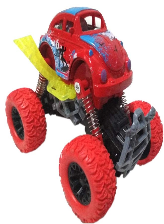 IndusBay® 4x4 Friction Powered Monter Truck Inertia Car Toy Mini Rock Crawler Vehicles for Boys Girls,4 Wheel Drive,Big Tyre, Suspension System - Red - Image 1